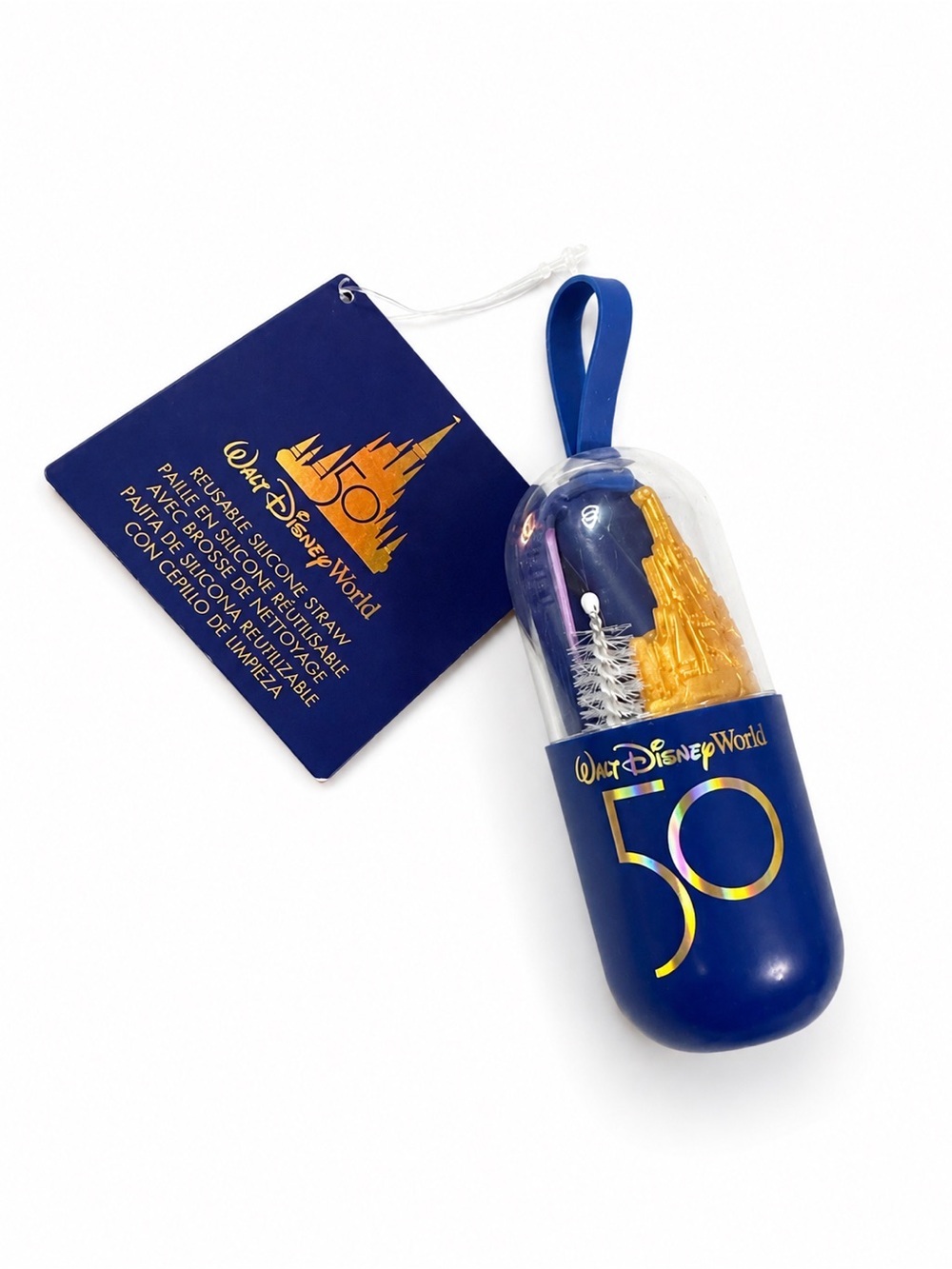 Disney Blue 50th Anniversary Reusable Straw Set